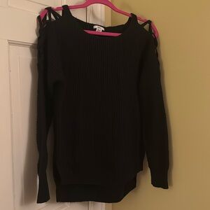 Black sweater with cut outs on the shoulder